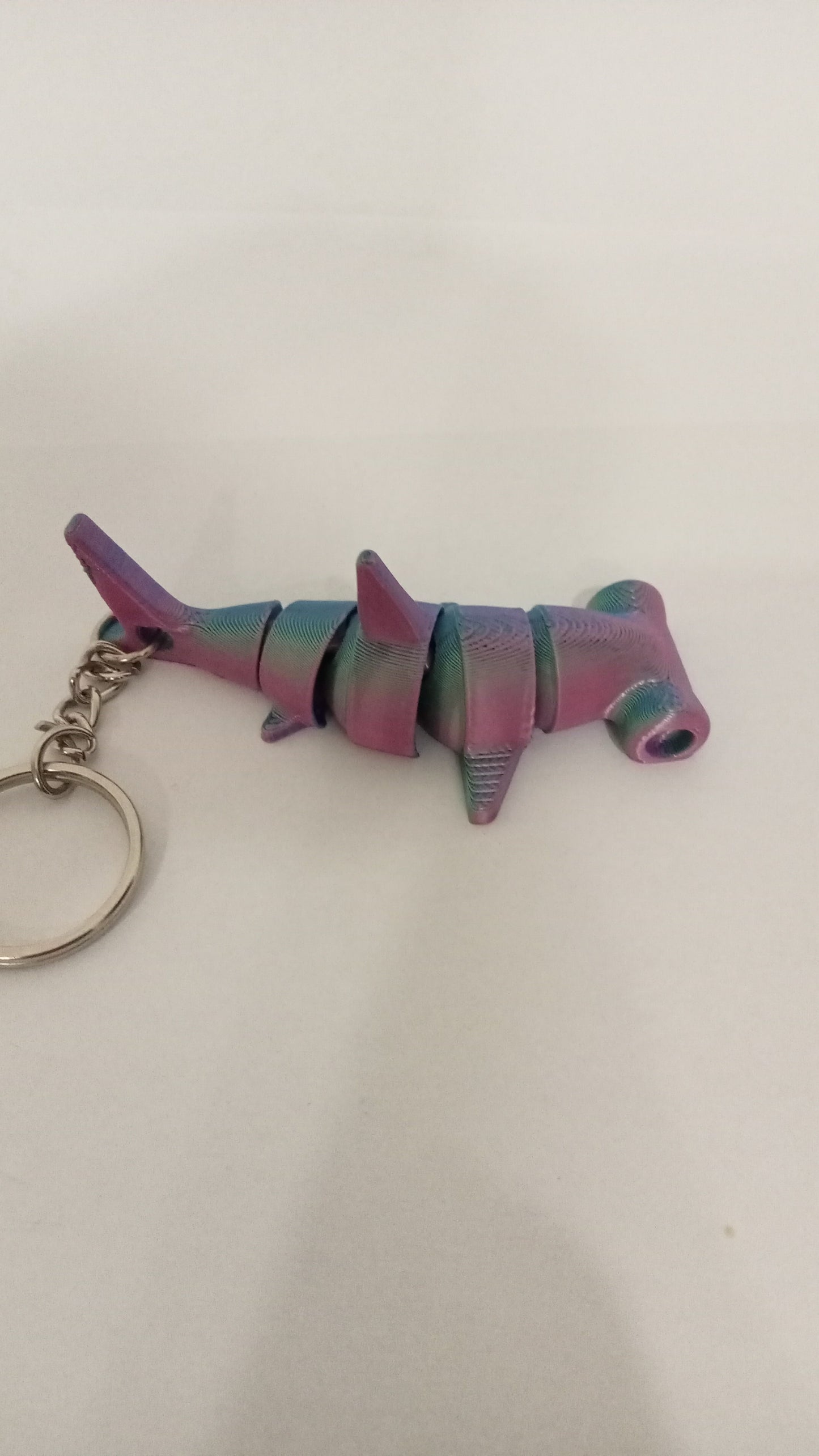 Tri colour shark keychain