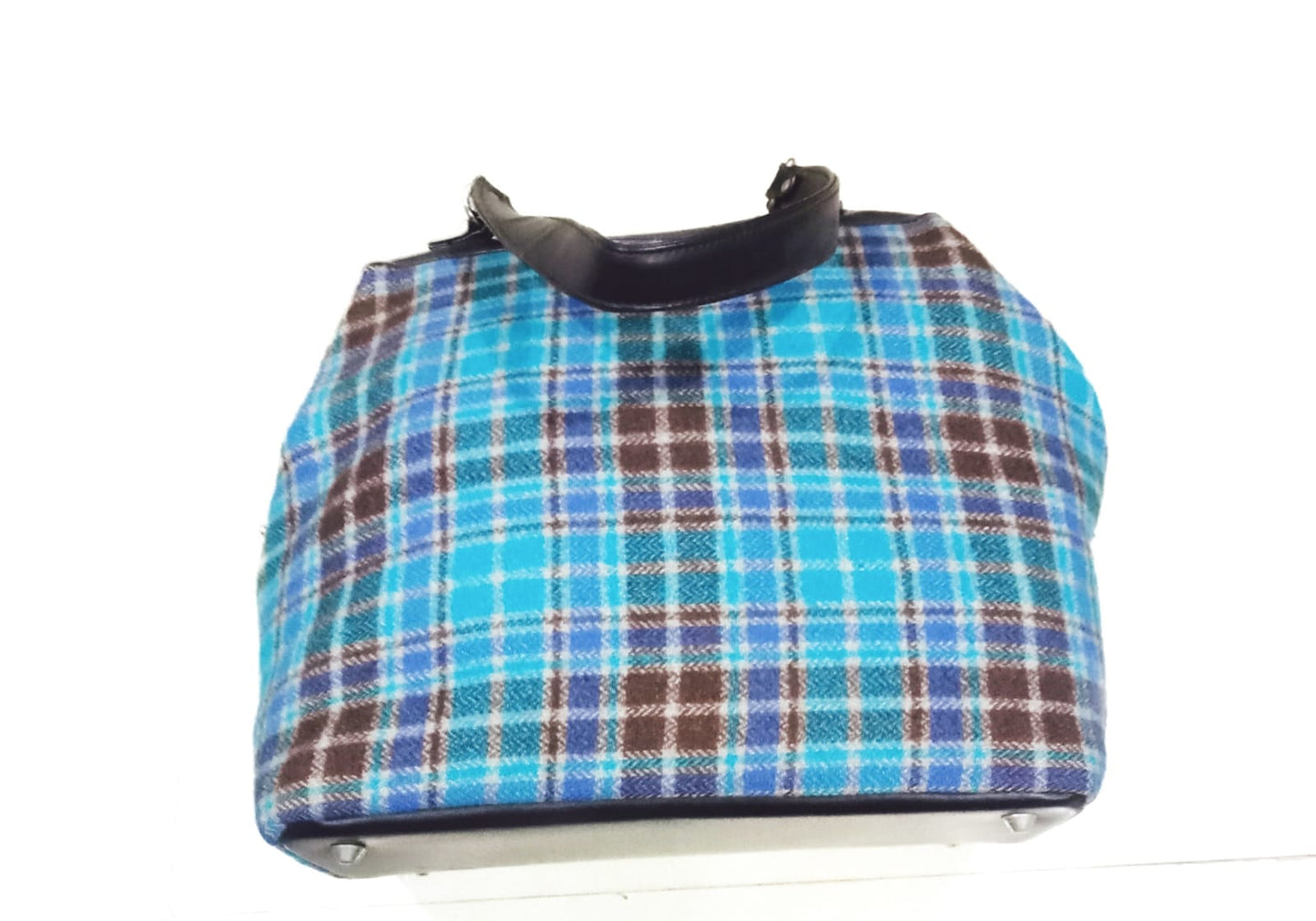 Blue Checked Pattern Handbag
