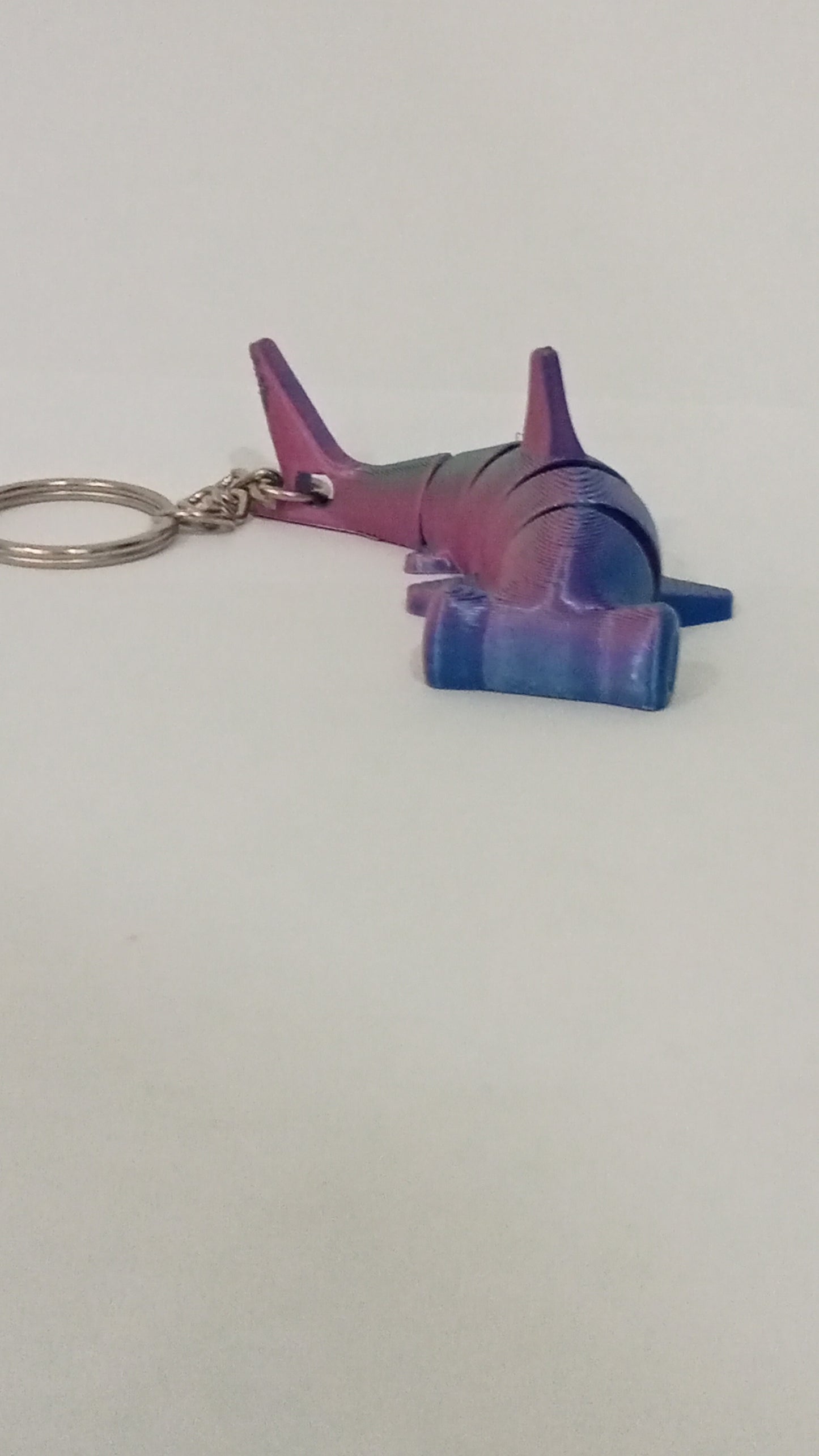 Tri colour shark keychain